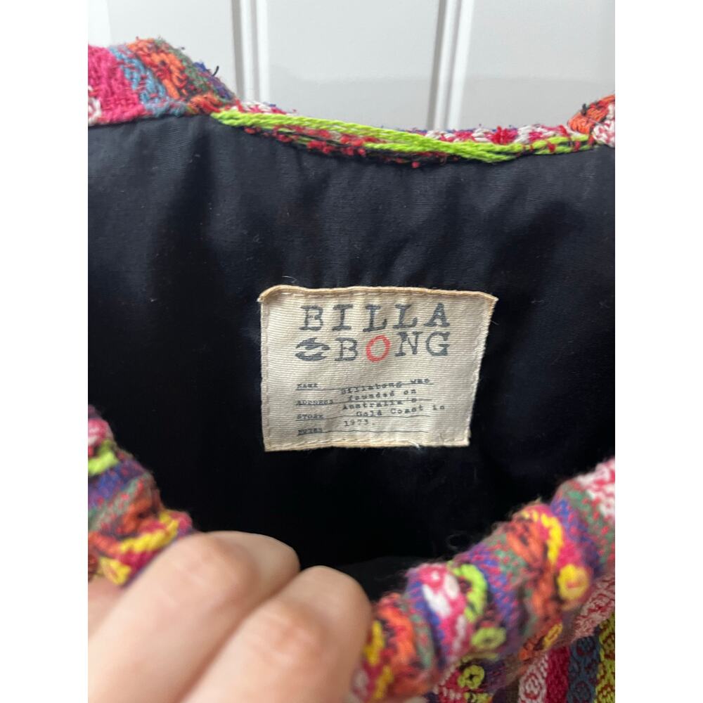 Billabong Boho Backpack Multicolor Woven Tribal Stripe Tassel Drawstring Bag - Picture 9 of 16